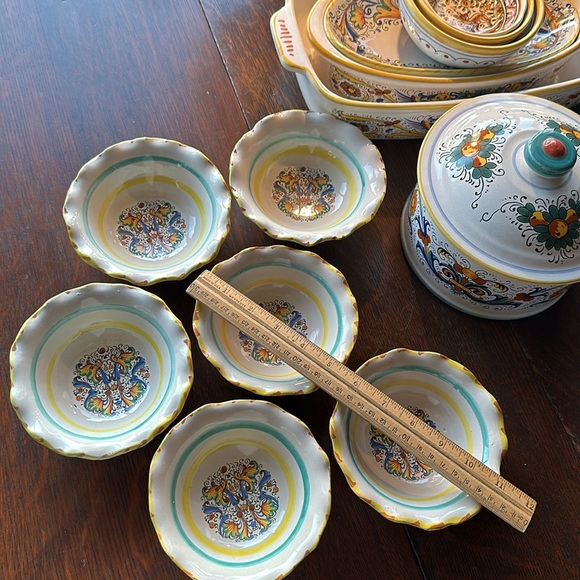 🇮🇹Meridiana Ceramiche set of 6 small desert or nut bowls Scalloped edges Italy - Picture 6 of 16